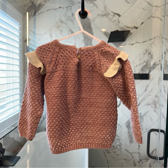 Girls' Pink Ruffle Sweater - Picture 2 of 2